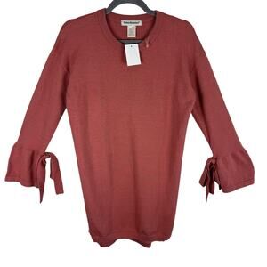 Cotton Emporium NWT Mauve‎ Pink Bell Sleeve Tight Knit Sweater Tunic Size M